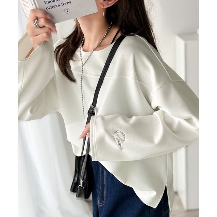 滑らか＆艶やか。ダンボールボートネック袖刺繍ロンT（長袖） | Classical Elf  | 詳細画像2 