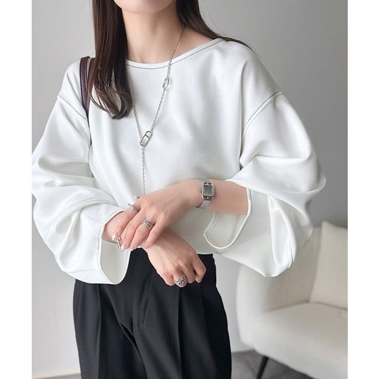 ふんわり袖で、大人映え。ランタンスリーブ切替ステッチプルオーバー（長袖） | Classical Elf  | 詳細画像2 