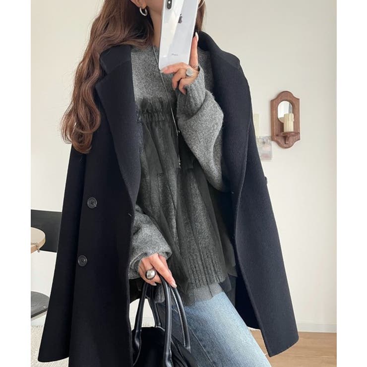 大人の女性にぴったり！チュールドッキングボリュームスリーブニット（長袖） | Classical Elf  | 詳細画像18 