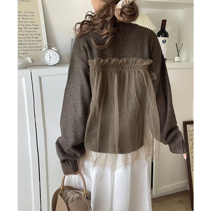 大人の女性にぴったり！チュールドッキングボリュームスリーブニット（長袖） | Classical Elf  | 詳細画像27 