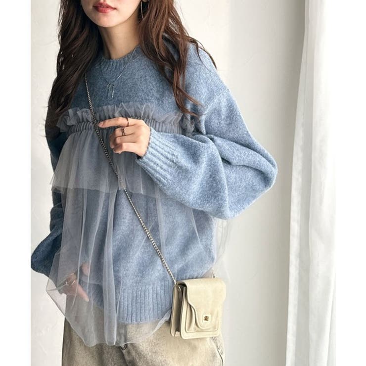 大人の女性にぴったり！チュールドッキングボリュームスリーブニット（長袖） | Classical Elf  | 詳細画像38 