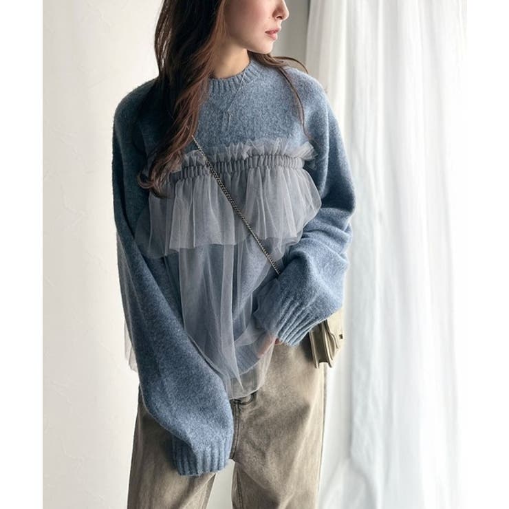 大人の女性にぴったり！チュールドッキングボリュームスリーブニット（長袖） | Classical Elf  | 詳細画像39 