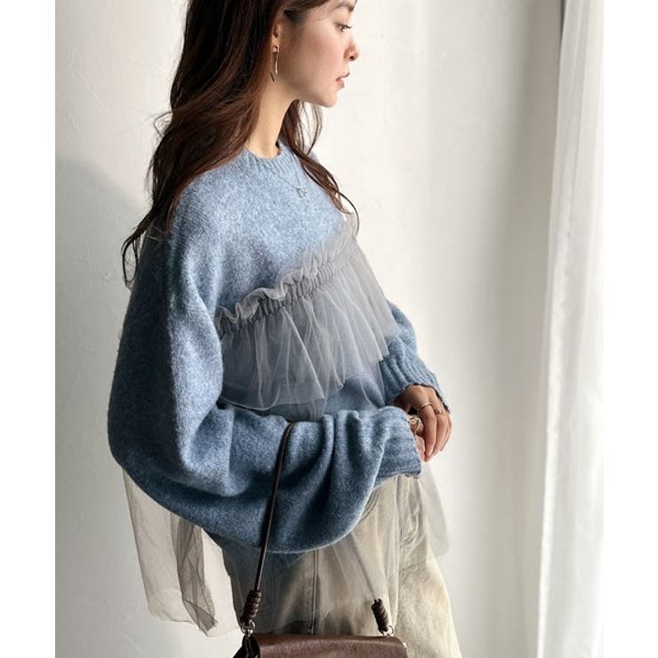 大人の女性にぴったり！チュールドッキングボリュームスリーブニット（長袖） | Classical Elf  | 詳細画像40 