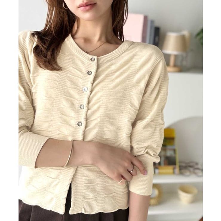 さらり羽織りココロおどる♪前後2way7分袖シャーリングニットカーディガン | Classical Elf  | 詳細画像5 