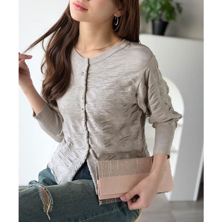 さらり羽織りココロおどる♪前後2way7分袖シャーリングニットカーディガン | Classical Elf  | 詳細画像14 