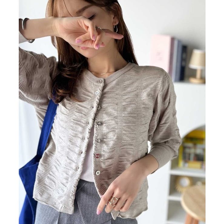さらり羽織りココロおどる♪前後2way7分袖シャーリングニットカーディガン | Classical Elf  | 詳細画像19 