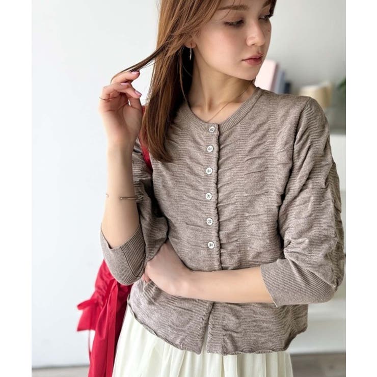 さらり羽織りココロおどる♪前後2way7分袖シャーリングニットカーディガン | Classical Elf  | 詳細画像23 