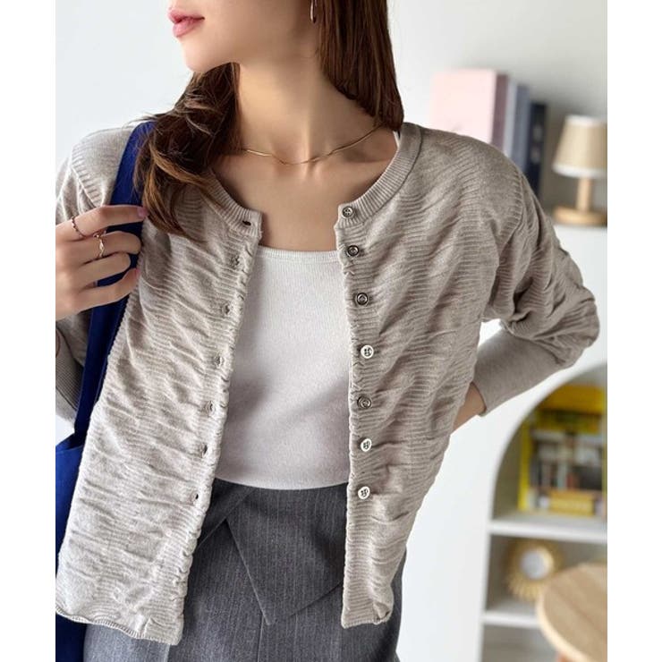杢グレー | さらり羽織りココロおどる♪前後2way7分袖シャーリングニットカーディガン | Classical Elf 