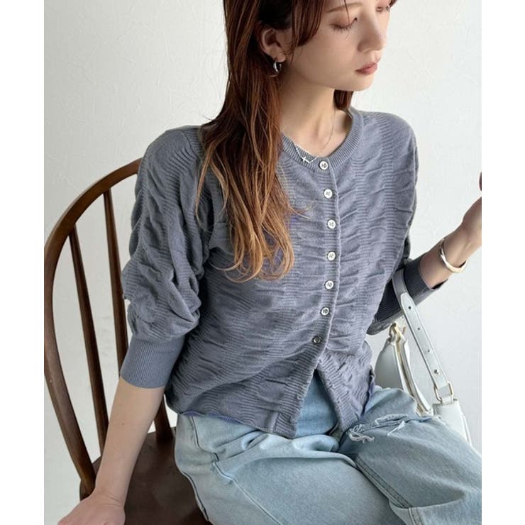 さらり羽織りココロおどる♪前後2way7分袖シャーリングニットカーディガン | Classical Elf  | 詳細画像31 