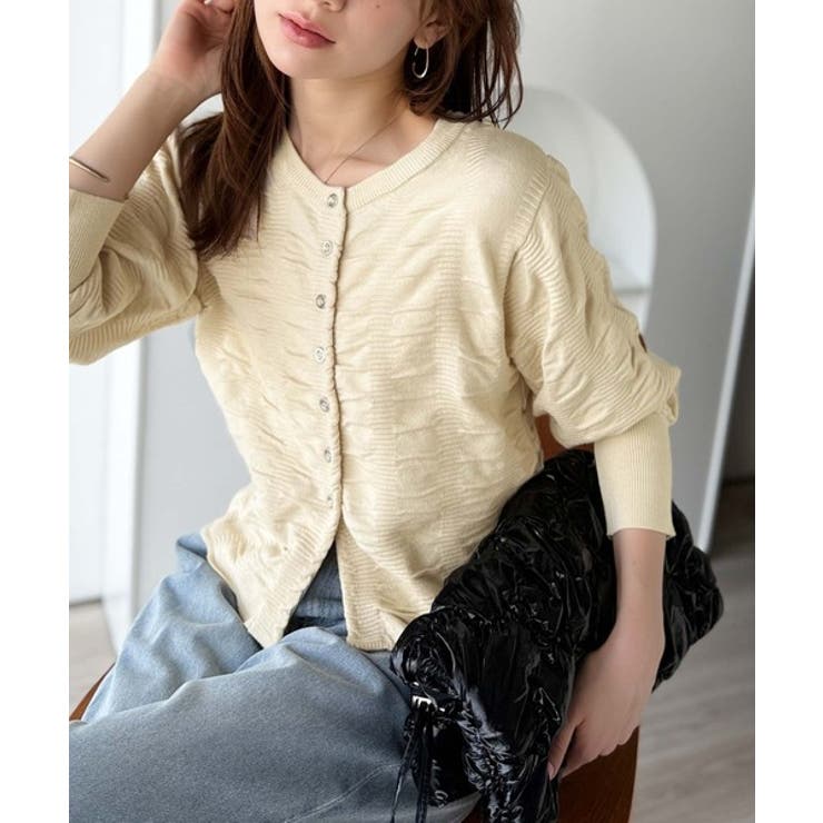 さらり羽織りココロおどる♪前後2way7分袖シャーリングニットカーディガン | Classical Elf  | 詳細画像2 