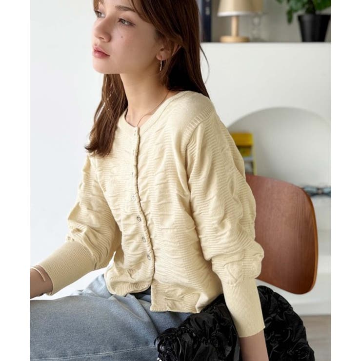 さらり羽織りココロおどる♪前後2way7分袖シャーリングニットカーディガン | Classical Elf  | 詳細画像3 