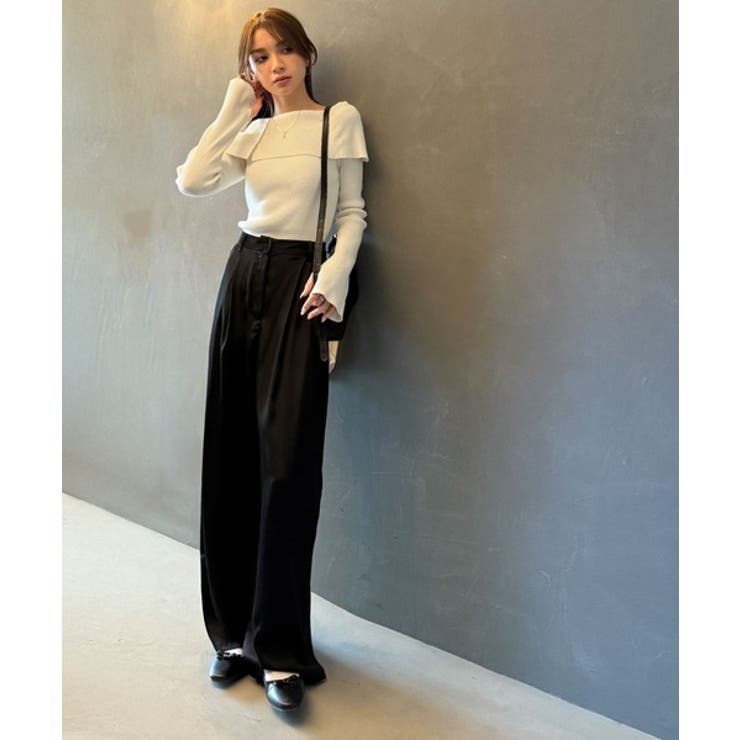 上品＆繊細に華奢見え♪サムホール付きオフショルリブ編みニット（長袖） | Classical Elf  | 詳細画像9 