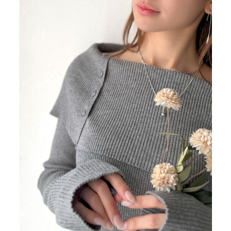 上品＆繊細に華奢見え♪サムホール付きオフショルリブ編みニット（長袖） | Classical Elf  | 詳細画像20 