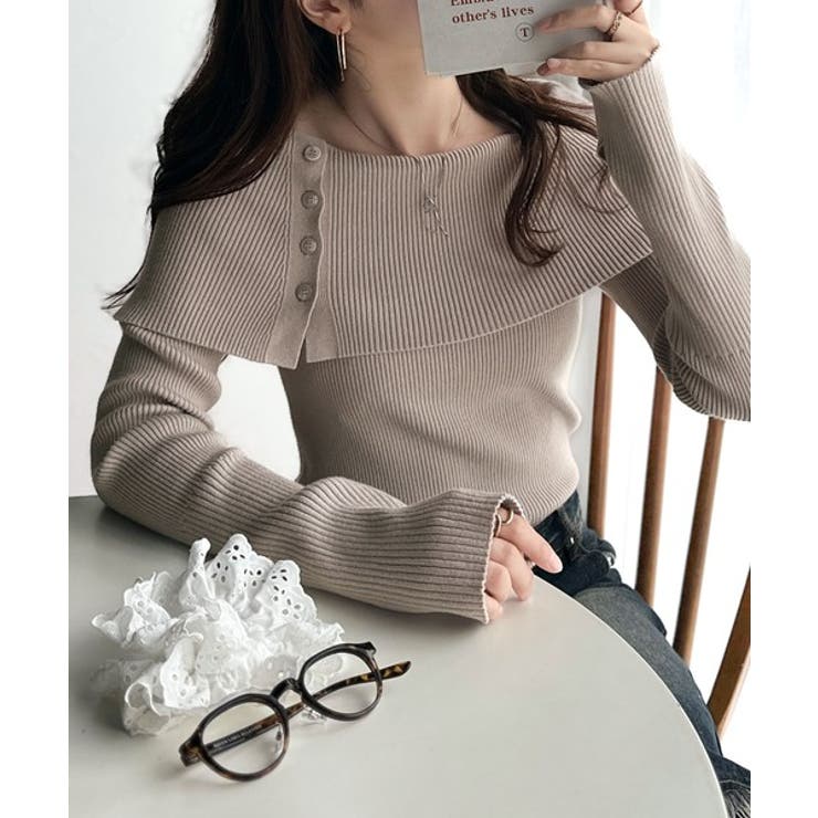 上品＆繊細に華奢見え♪サムホール付きオフショルリブ編みニット（長袖） | Classical Elf  | 詳細画像26 