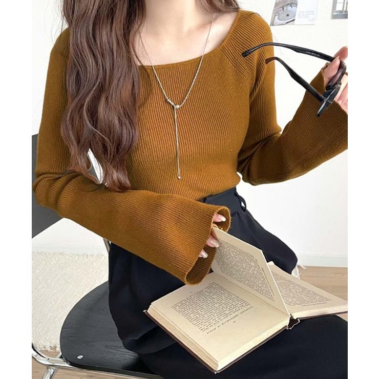 デコルテ美人を叶える、大人の上品アイテム♪ボートネックリブニットトップス | Classical Elf  | 詳細画像33 