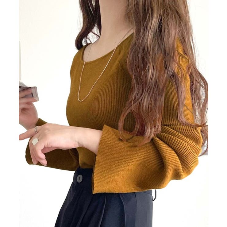 デコルテ美人を叶える、大人の上品アイテム♪ボートネックリブニットトップス | Classical Elf  | 詳細画像35 