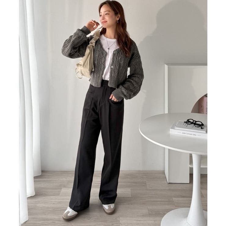 着るたび、雰囲気美人。前後2way格子柄透かし編みショート丈ニットカーディガン | Classical Elf  | 詳細画像15 