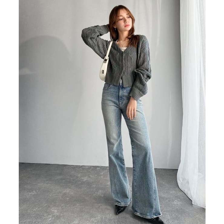 着るたび、雰囲気美人。前後2way格子柄透かし編みショート丈ニットカーディガン | Classical Elf  | 詳細画像31 