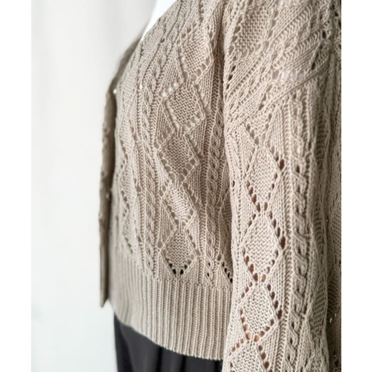 着るたび、雰囲気美人。前後2way格子柄透かし編みショート丈ニットカーディガン | Classical Elf  | 詳細画像34 