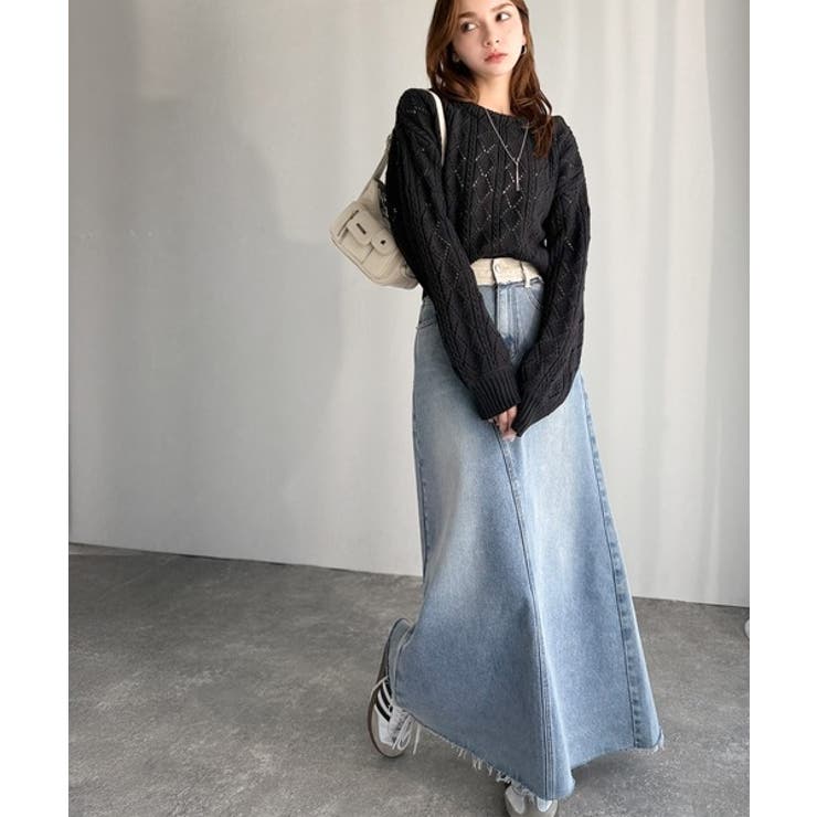 着るたび、雰囲気美人。前後2way格子柄透かし編みショート丈ニットカーディガン | Classical Elf  | 詳細画像5 