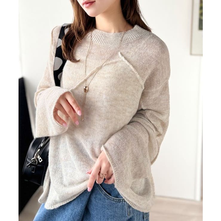 “ゆるっと”が叶える、1秒垢抜け！モヘアタッチシアー変形タック柄ニット（長袖） | Classical Elf  | 詳細画像26 