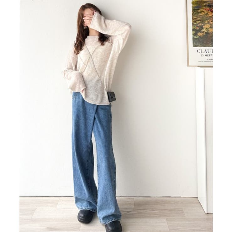 “ゆるっと”が叶える、1秒垢抜け！モヘアタッチシアー変形タック柄ニット（長袖） | Classical Elf  | 詳細画像27 