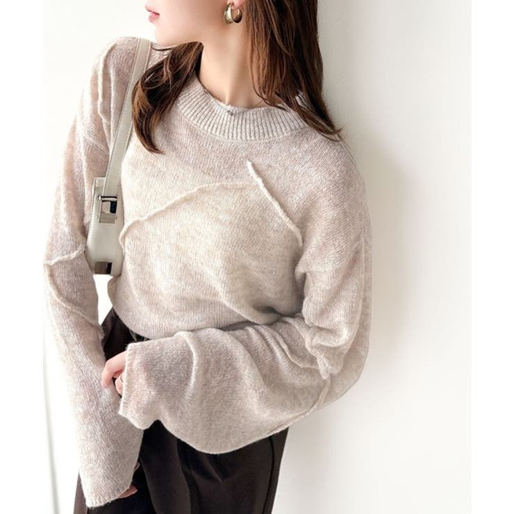 “ゆるっと”が叶える、1秒垢抜け！モヘアタッチシアー変形タック柄ニット（長袖） | Classical Elf  | 詳細画像28 