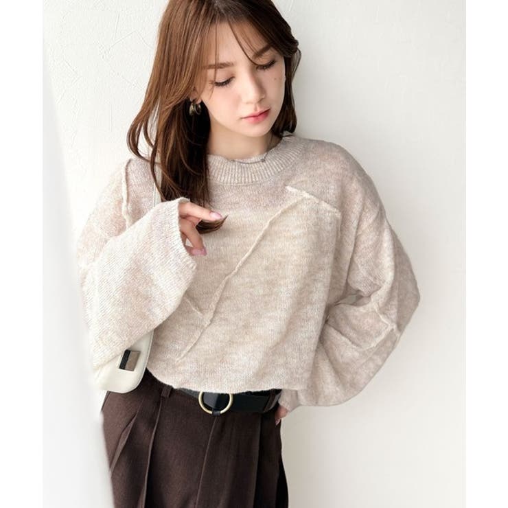 “ゆるっと”が叶える、1秒垢抜け！モヘアタッチシアー変形タック柄ニット（長袖） | Classical Elf  | 詳細画像29 