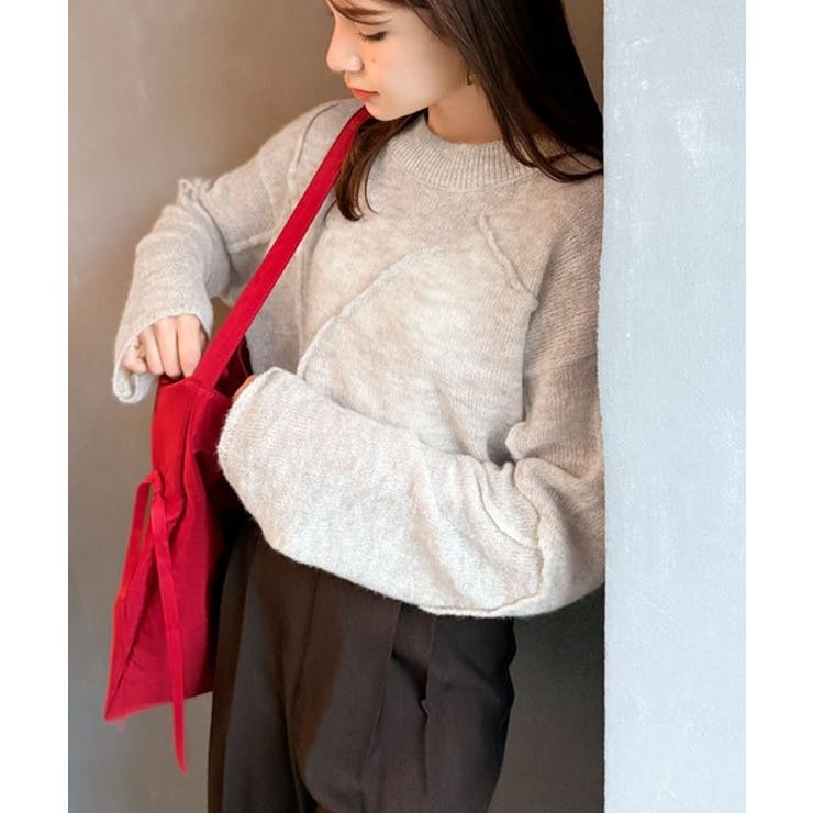 “ゆるっと”が叶える、1秒垢抜け！モヘアタッチシアー変形タック柄ニット（長袖） | Classical Elf  | 詳細画像32 