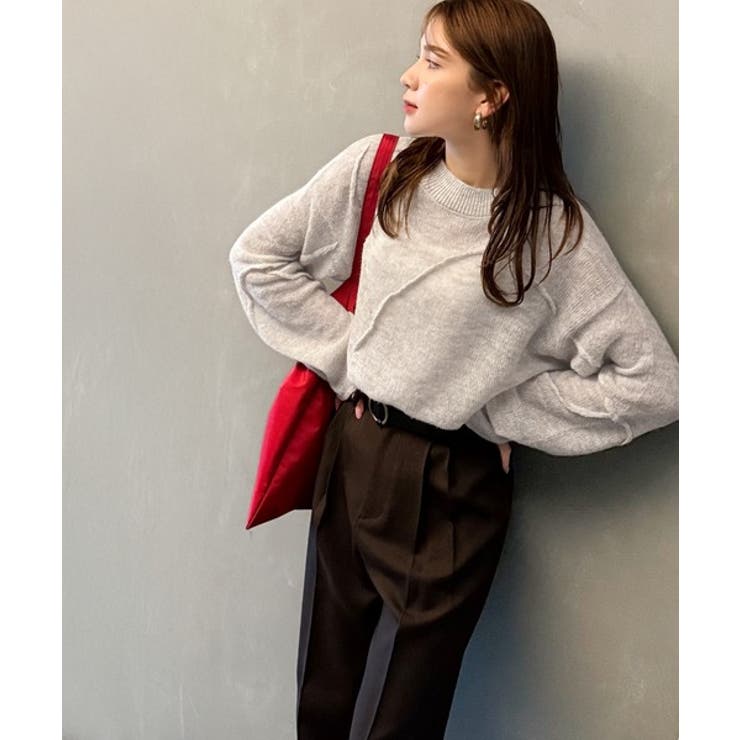 “ゆるっと”が叶える、1秒垢抜け！モヘアタッチシアー変形タック柄ニット（長袖） | Classical Elf  | 詳細画像33 