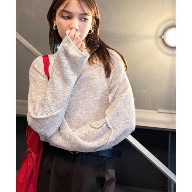 “ゆるっと”が叶える、1秒垢抜け！モヘアタッチシアー変形タック柄ニット（長袖） | Classical Elf  | 詳細画像34 