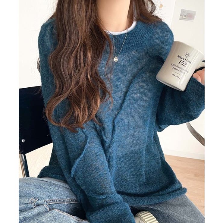 “ゆるっと”が叶える、1秒垢抜け！モヘアタッチシアー変形タック柄ニット（長袖） | Classical Elf  | 詳細画像37 