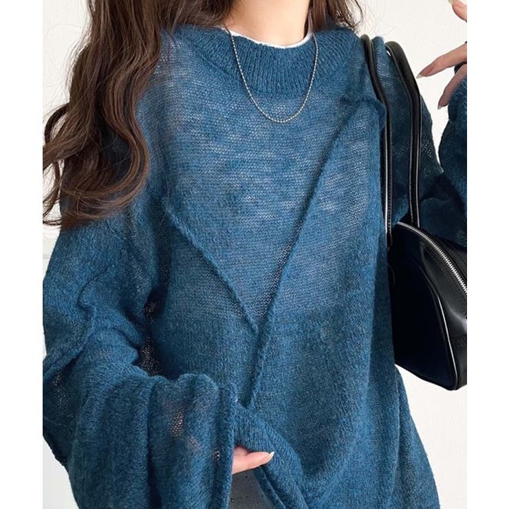 “ゆるっと”が叶える、1秒垢抜け！モヘアタッチシアー変形タック柄ニット（長袖） | Classical Elf  | 詳細画像38 