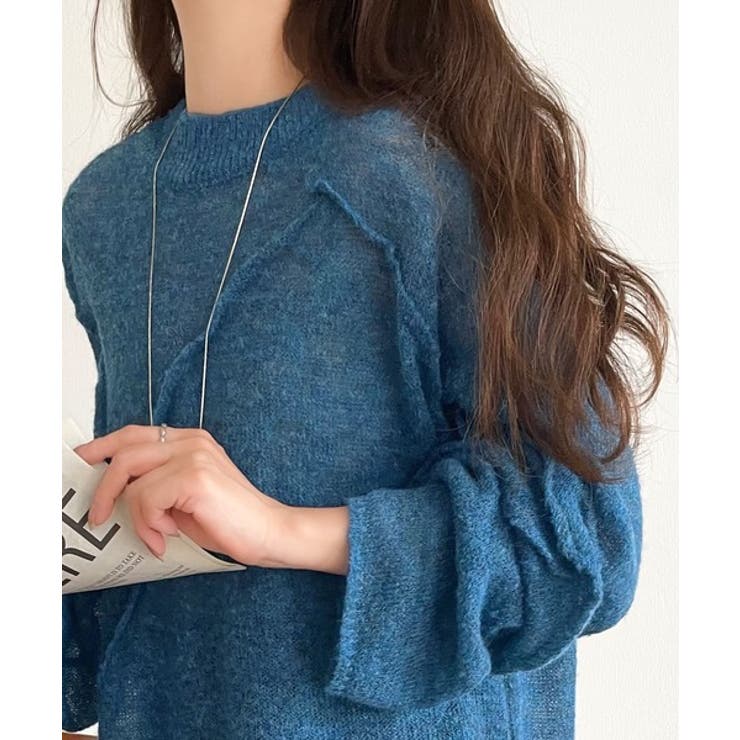 “ゆるっと”が叶える、1秒垢抜け！モヘアタッチシアー変形タック柄ニット（長袖） | Classical Elf  | 詳細画像39 