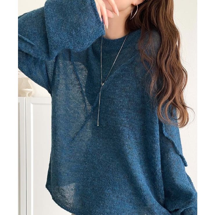 “ゆるっと”が叶える、1秒垢抜け！モヘアタッチシアー変形タック柄ニット（長袖） | Classical Elf  | 詳細画像40 