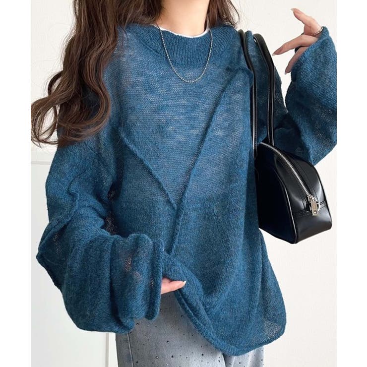 “ゆるっと”が叶える、1秒垢抜け！モヘアタッチシアー変形タック柄ニット（長袖） | Classical Elf  | 詳細画像41 