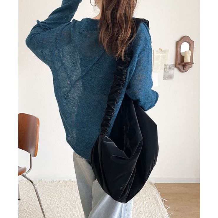 “ゆるっと”が叶える、1秒垢抜け！モヘアタッチシアー変形タック柄ニット（長袖） | Classical Elf  | 詳細画像42 