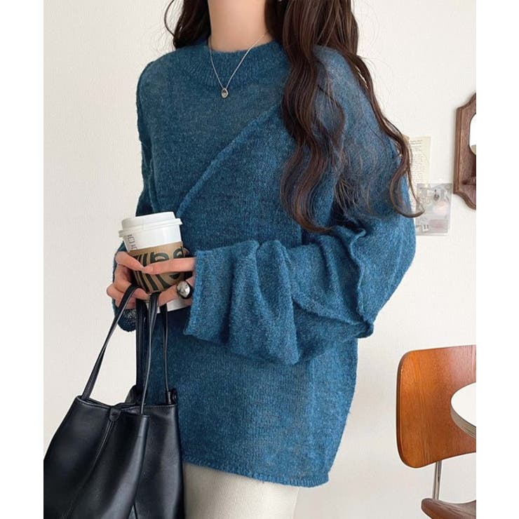 “ゆるっと”が叶える、1秒垢抜け！モヘアタッチシアー変形タック柄ニット（長袖） | Classical Elf  | 詳細画像44 