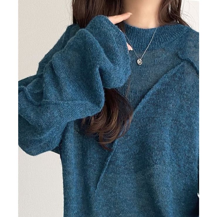 “ゆるっと”が叶える、1秒垢抜け！モヘアタッチシアー変形タック柄ニット（長袖） | Classical Elf  | 詳細画像46 