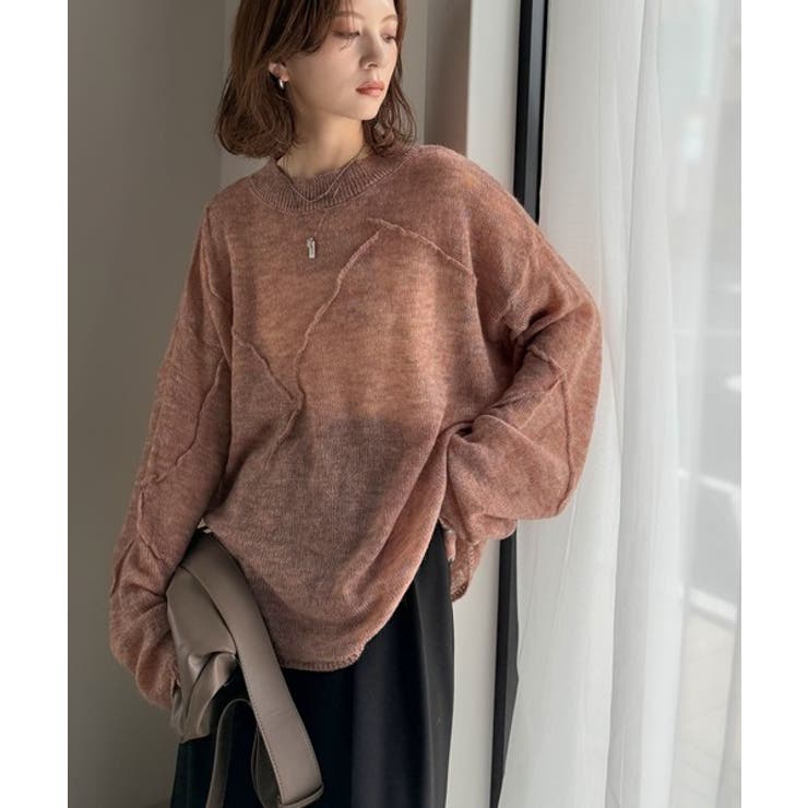 “ゆるっと”が叶える、1秒垢抜け！モヘアタッチシアー変形タック柄ニット（長袖） | Classical Elf  | 詳細画像47 