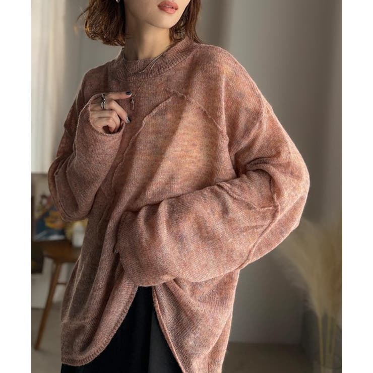 “ゆるっと”が叶える、1秒垢抜け！モヘアタッチシアー変形タック柄ニット（長袖） | Classical Elf  | 詳細画像48 