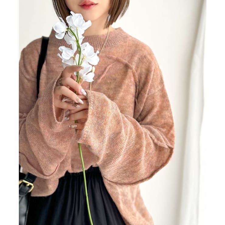 “ゆるっと”が叶える、1秒垢抜け！モヘアタッチシアー変形タック柄ニット（長袖） | Classical Elf  | 詳細画像51 