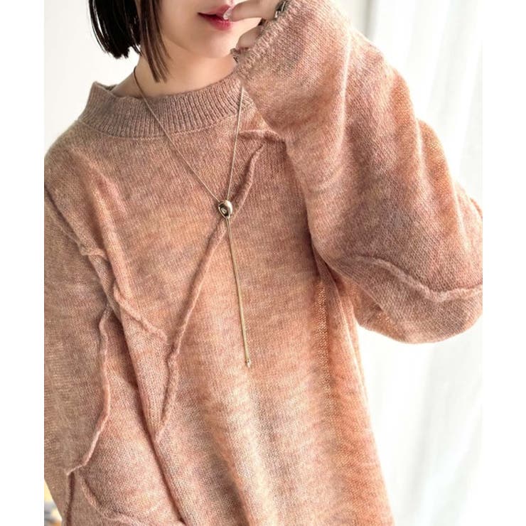 “ゆるっと”が叶える、1秒垢抜け！モヘアタッチシアー変形タック柄ニット（長袖） | Classical Elf  | 詳細画像52 