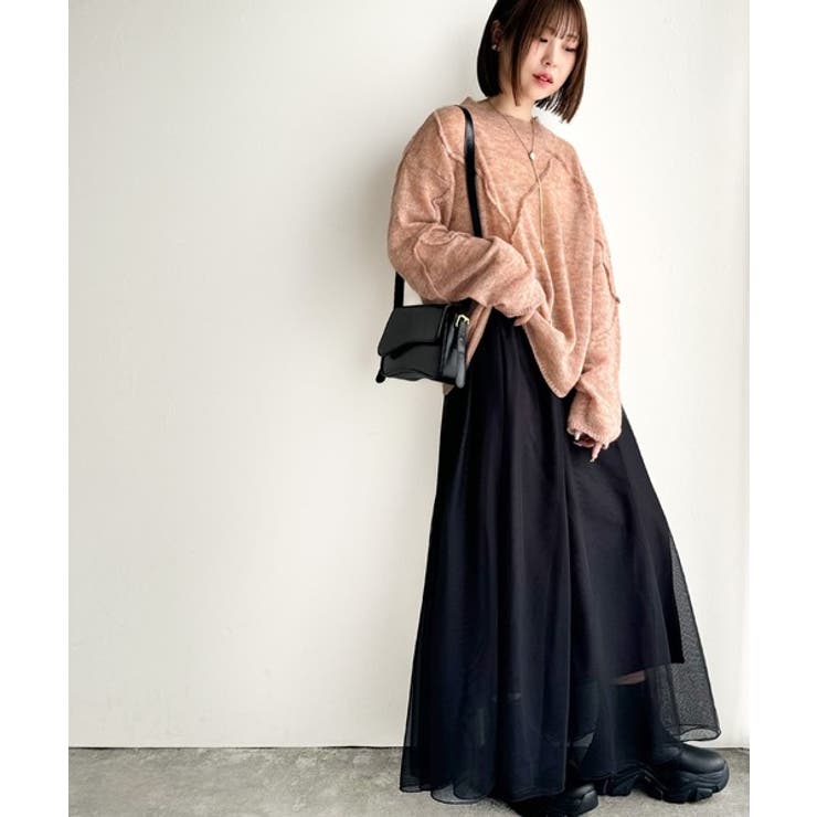 “ゆるっと”が叶える、1秒垢抜け！モヘアタッチシアー変形タック柄ニット（長袖） | Classical Elf  | 詳細画像55 