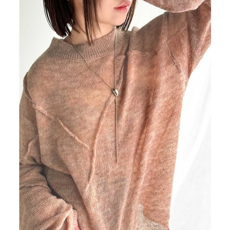 “ゆるっと”が叶える、1秒垢抜け！モヘアタッチシアー変形タック柄ニット（長袖） | Classical Elf  | 詳細画像56 