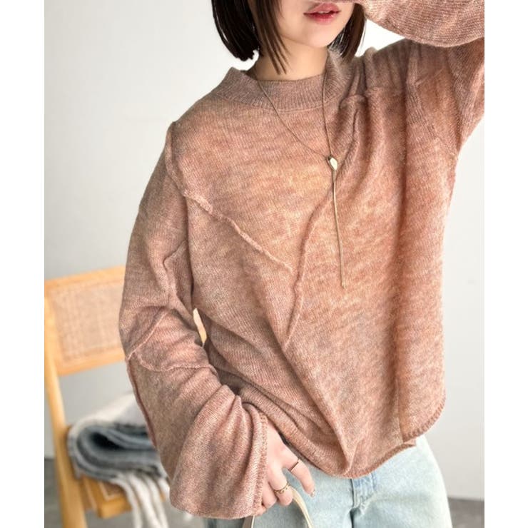 “ゆるっと”が叶える、1秒垢抜け！モヘアタッチシアー変形タック柄ニット（長袖） | Classical Elf  | 詳細画像58 