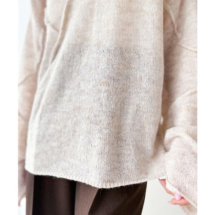 “ゆるっと”が叶える、1秒垢抜け！モヘアタッチシアー変形タック柄ニット（長袖） | Classical Elf  | 詳細画像60 