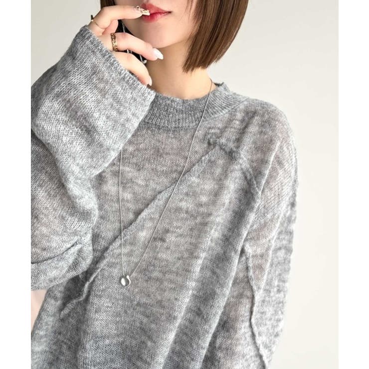 “ゆるっと”が叶える、1秒垢抜け！モヘアタッチシアー変形タック柄ニット（長袖） | Classical Elf  | 詳細画像4 