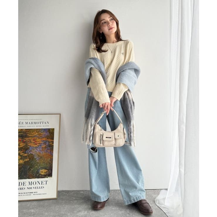 大人のためのコンパクトニット。胸刺繍ショート丈ケーブル編みニット（長袖） | Classical Elf  | 詳細画像9 