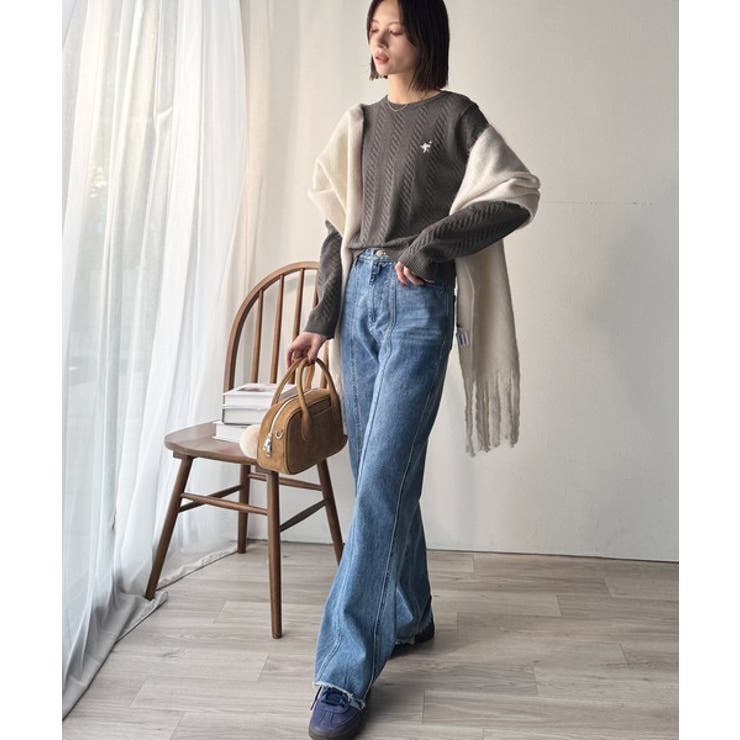 大人のためのコンパクトニット。胸刺繍ショート丈ケーブル編みニット（長袖） | Classical Elf  | 詳細画像15 